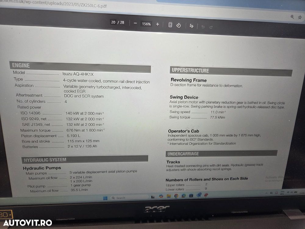 Hitachi ZX250LCN-6, 2019, 5.737h, CUPLA RAPIDA, cupa 1,55mc, inst picon, inst rotire, camera spate si laterale, latime 2,99m, ad sapare 7m, 3 pompe hidr HITACHI, consum 11,8l/h, lant 80% ok, ridica 16t, posibil leasing 3 ani-PROMOTIE 89.900 EUR+Tva - 32