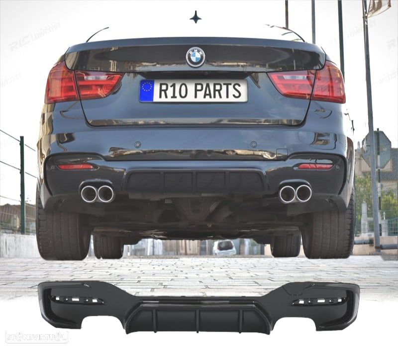 DIFUSOR TRASEIRO BMW F34 GT 13-19 LOOK M PERFORMANCE PRETO BRILHANTE 2 SAÍDAS - 1