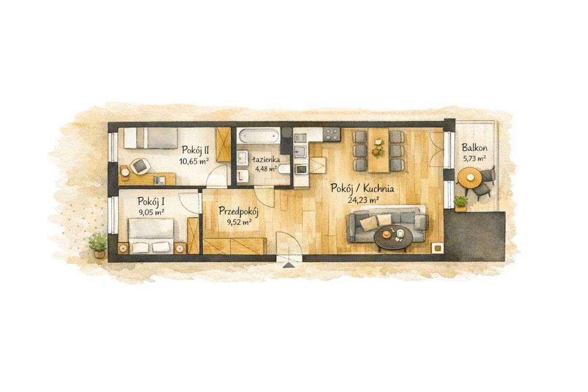 Mieszkanie na sprzedaż, 3 pokoje, 58 m², Kraków