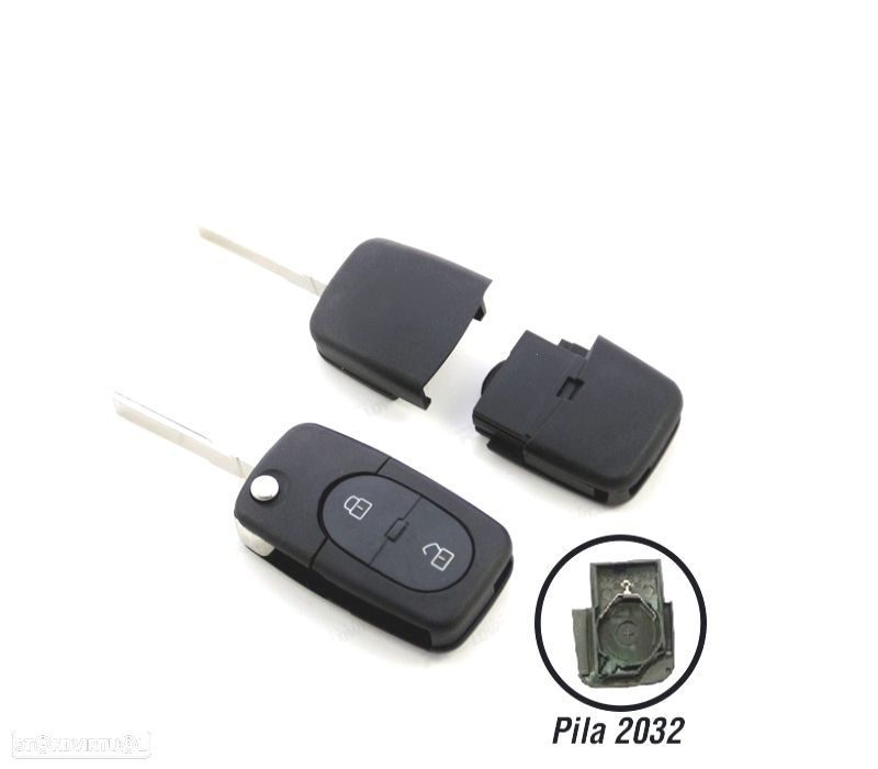 CARCAÇA CHAVES AUDI QUADRADA LAMINA LISA PILHA 2032 - 1