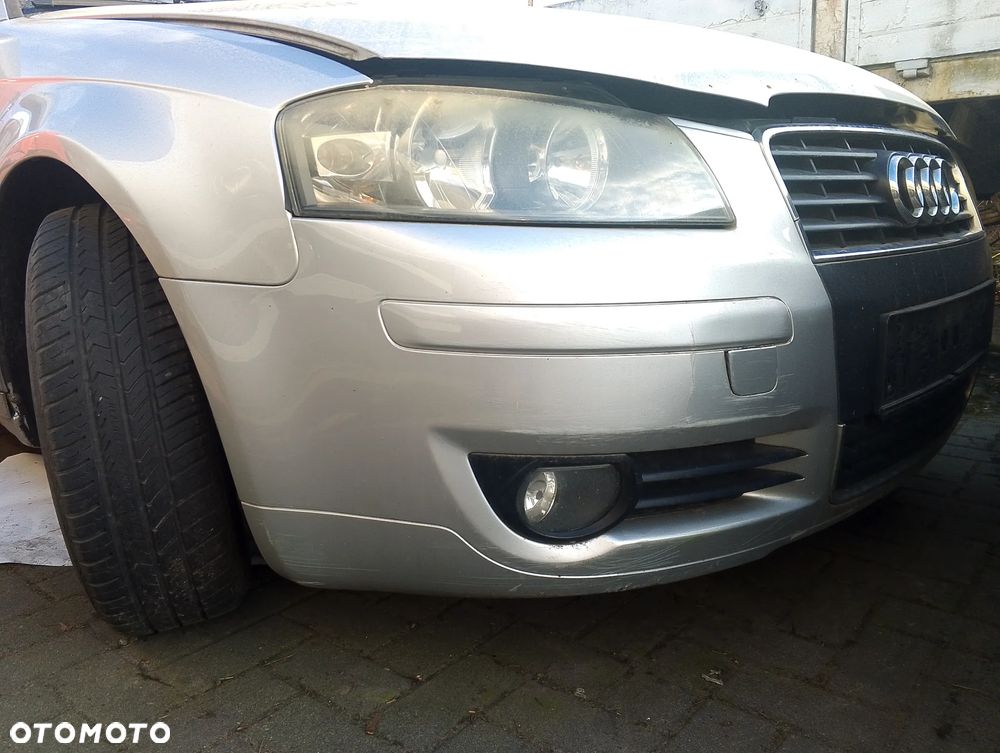 KOMPLETNY PRZÓD Audi A3 8P Przedlift 04-13r. lakier kolor LY7W srebrny. Europa MASKA LAMPA ZDERZAK BŁOTNIK GRILL ATRAPA PAS PRZEDNI WZMOCNIENIE CZOŁOWE CHŁODNICA HALOGEN do założenia bez malowania - 7