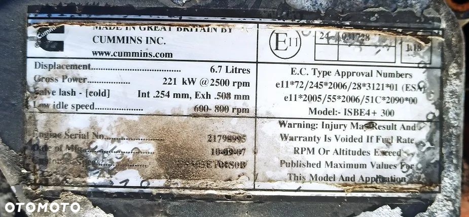 Silnik DAF LF 55 300  CUMMINS E4 6.7 ISBE4+ 300 - 3