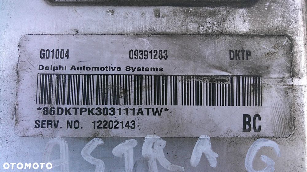 OPEL ASTRA II G 2.2 16V IMMO ZESTAW STARTOWY 09391283 - 5