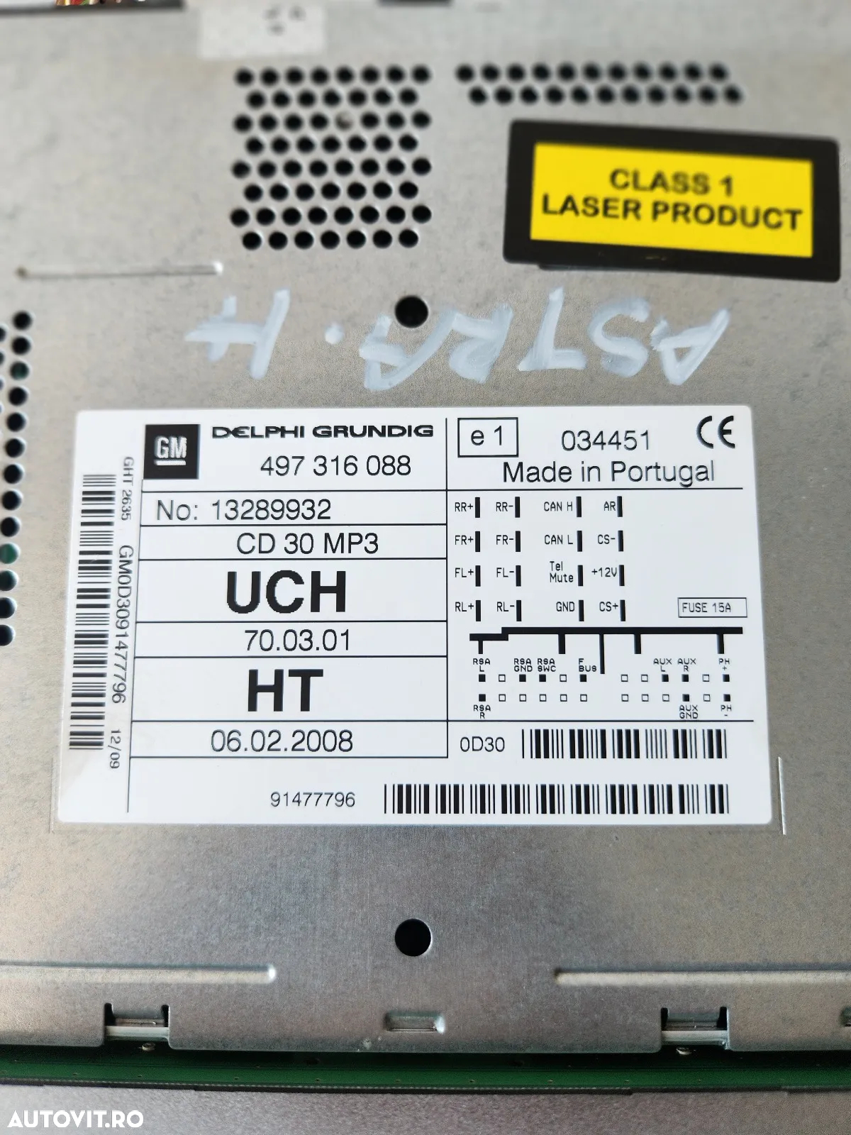 Radio Cd Opel Astra H Zafira B CD30 MP3 Cod  - Dezmembrari Arad - 7