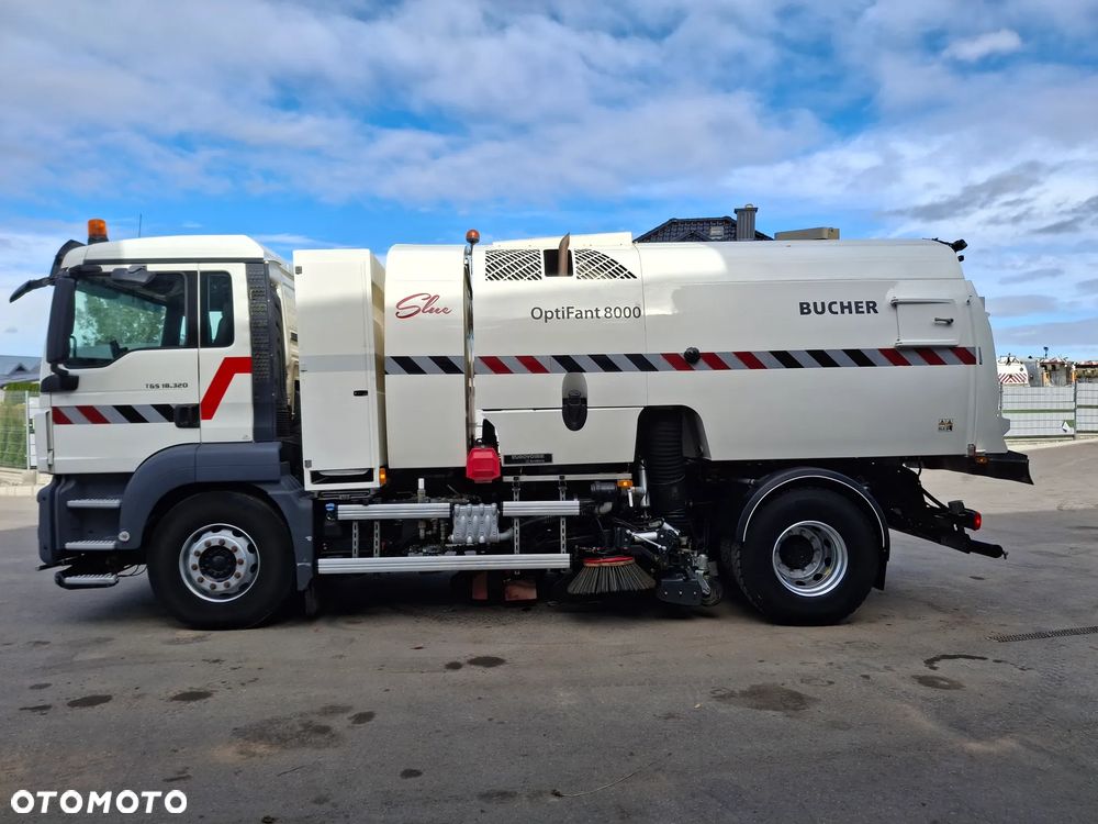 MAN TGS 18.320 Zamiatarka BUCHER OptiFant 8000 2 Silniki Euro 6 Karcher Listwy Wysokiego Ciśnienia Szczotki L/R EUnited PM10 Mycie Jezdni Ulicy Dodatkowy Zbiornik Wodny - 12