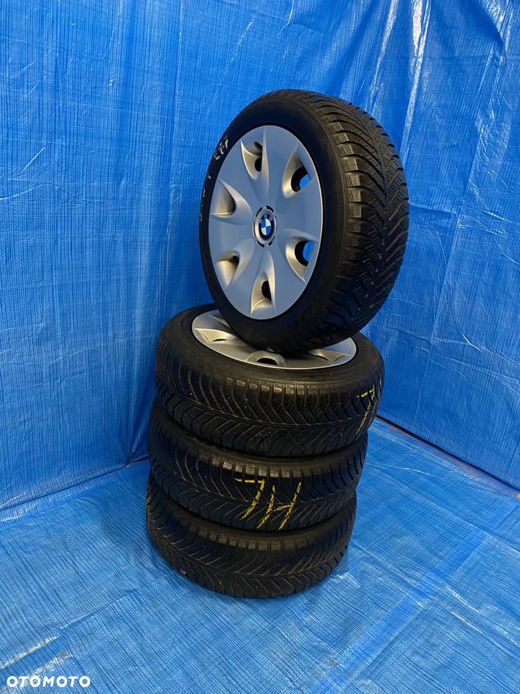 KOŁA KOŁO FELGA STALOWE 6,5J 16" 5X120; 72,6mm KOMPLET  OPONY CAŁOROCZNE RUNFLAT GOODYEAR 5,4mm  KOŁPAKI OE BMW 1 SERIA E81 E87  3 SERIA E36 E46 E90 E91 ITP. - 10