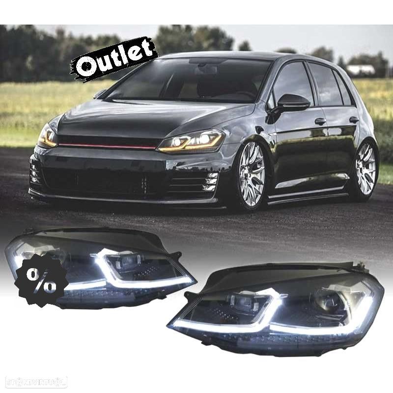 R012837C6 FAROIS VOLKSWAGEN VW GOLF 7 12-17 DRL DINAMICOS PRETO LOOK 7.5 R LINE - 1