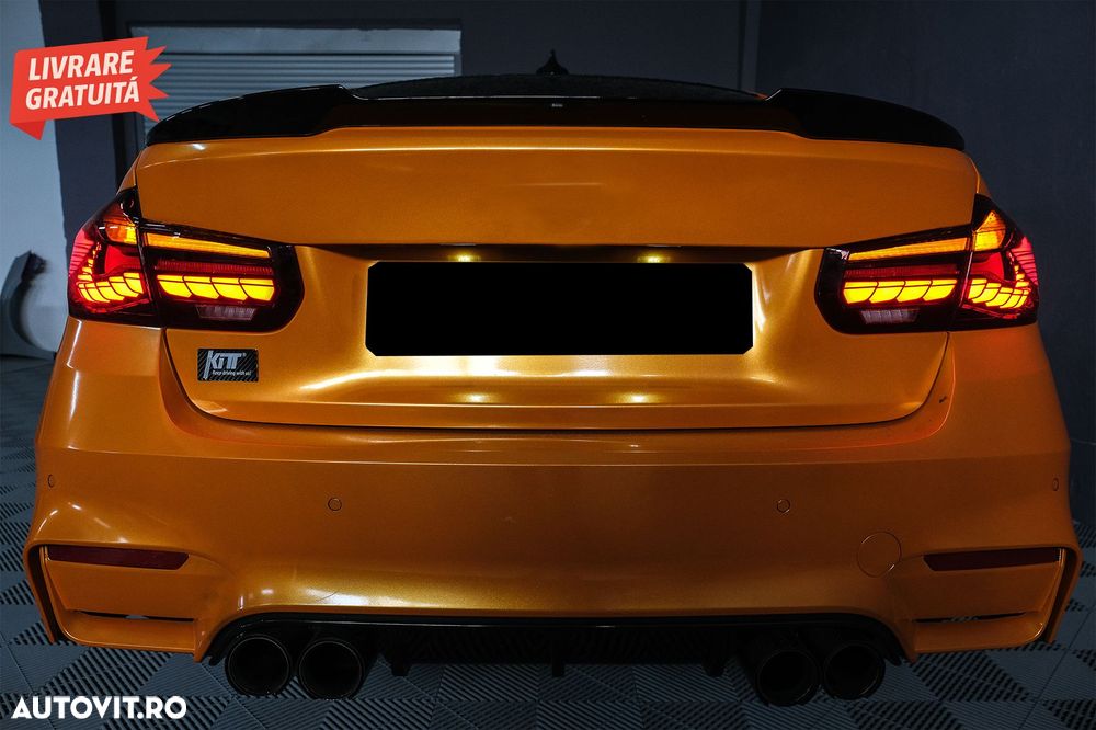 Stopuri OLED BMW Seria 3 F30 (2011-2019) F35 F80 Rosu Fumuriu M4 Design cu Semnal - livrare gratuita - 1
