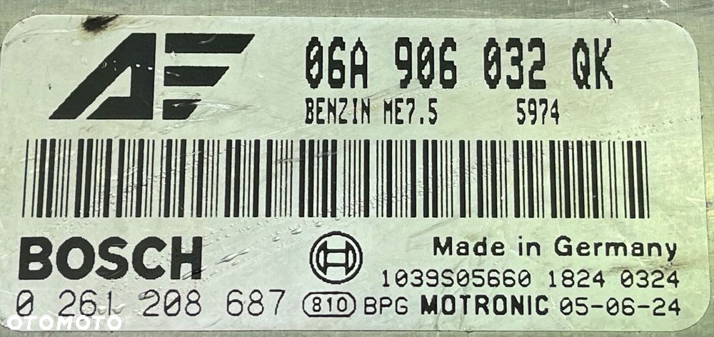 KOMPUTER STEROWNIK SILNIKA 06A906032QK 0261208687 - 2