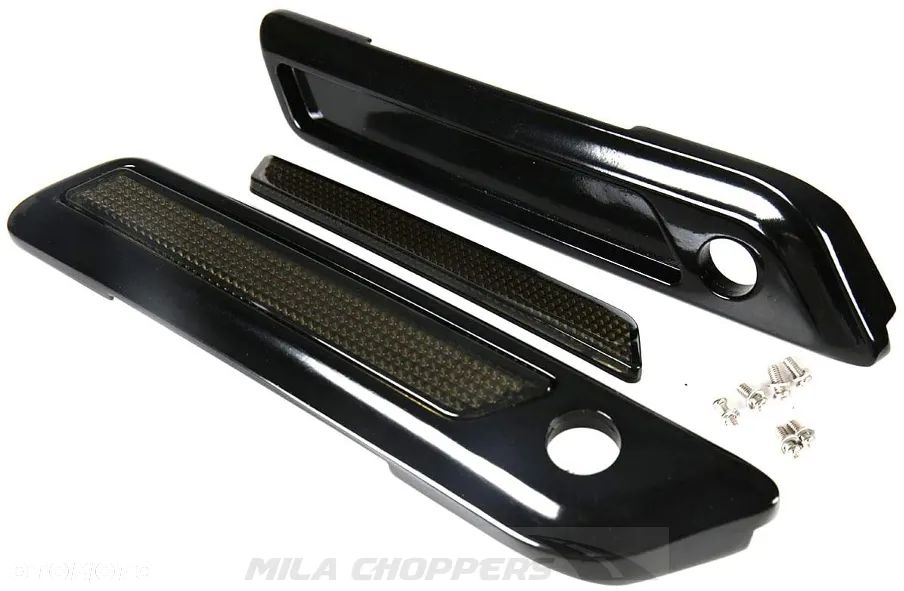 Okucie kufrów Harley Touring 2014-2024 czarne szyldy - 1