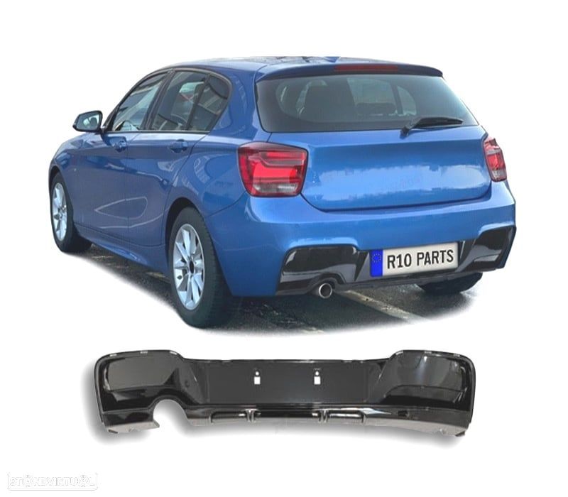 DIFUSOR TRASEIRO BMW F20 F21 11-15 LOOK M PERFORMANCE PRETO BRILHANTE ABS - 1