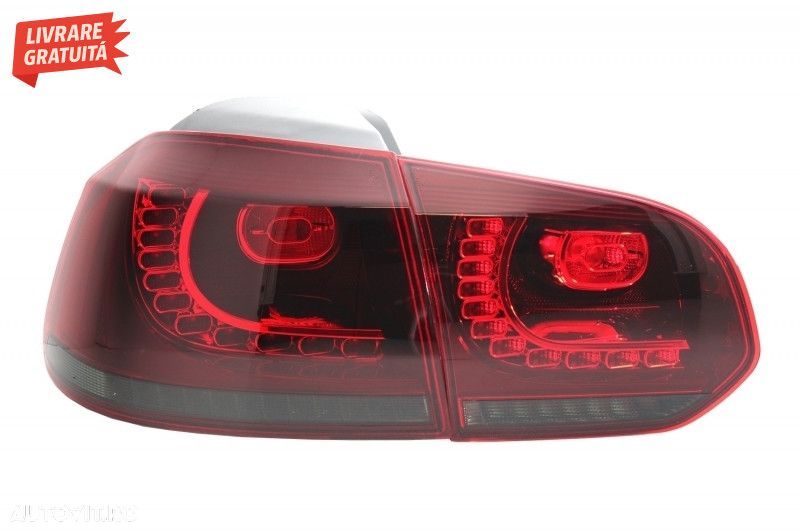 Stopuri Full LED VW Golf 6 VI (2008-2013) R20 Design Rosu Fumuriu - 4
