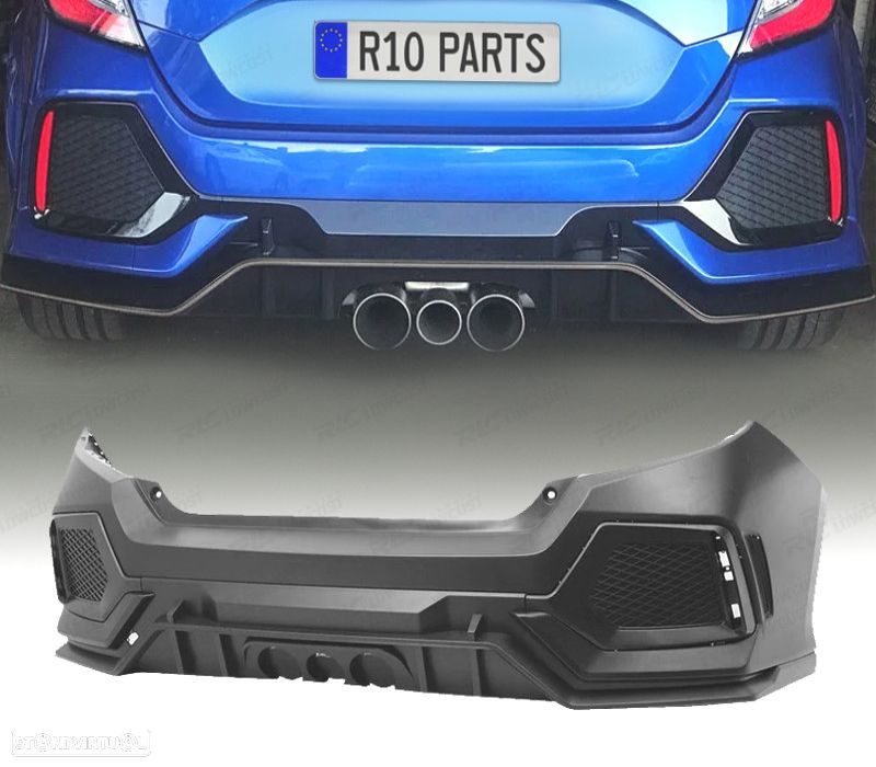 PÁRA-CHOQUES TRASEIRO HONDA CIVIC 16-20 LOOK NEW TYPE R - 3