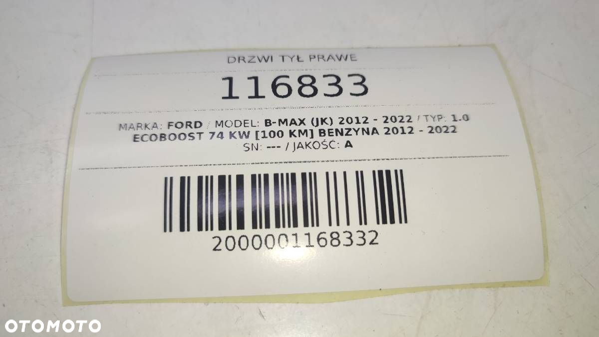 DRZWI TYŁ PRAWE KOMPLETNE FORD B-MAX WG PRZESUWNE - 17