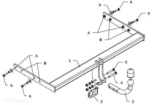 NOWY KOMPLETNY SŁUPSK AUTO HAK HOLOWNICZY do AUDI A3 2 II od 2008 do 2013 3+5 DRZWI + WIĄZKA 7 PIN - 6