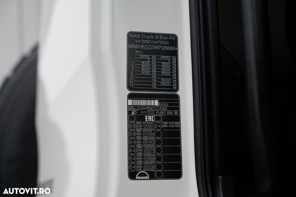MAN TGS 41.460 / 8X8 / ​​​​BASCULĂ SPATE / KH KIPPER / MANUALĂ / NAVI / EURO 6 - 38