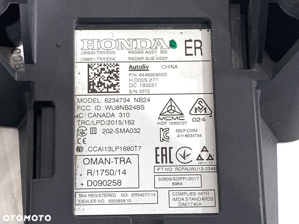 RADAR DISTRONIC  HONDA CR-V V (RW_, RT_) 2016 - 2022 2.0 e-CVT Hybrid AWD (RT6) 107 kW [145 KM] - 4