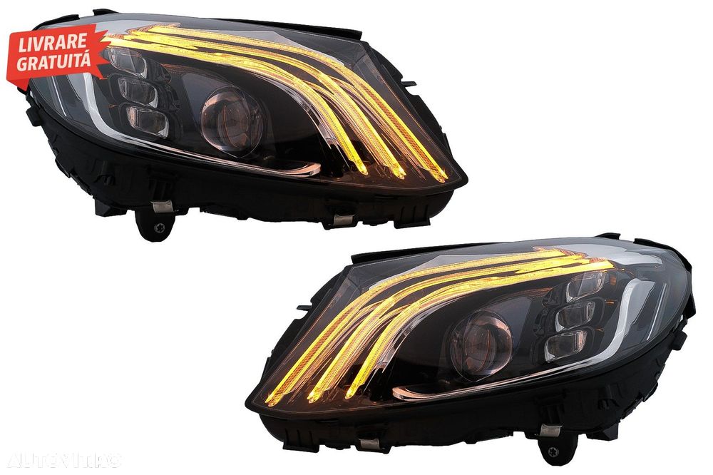 Faruri Full LED Mercedes C-Class W205 S205 (2014-2020) LHD W222 Design- livrare gratuita - 13