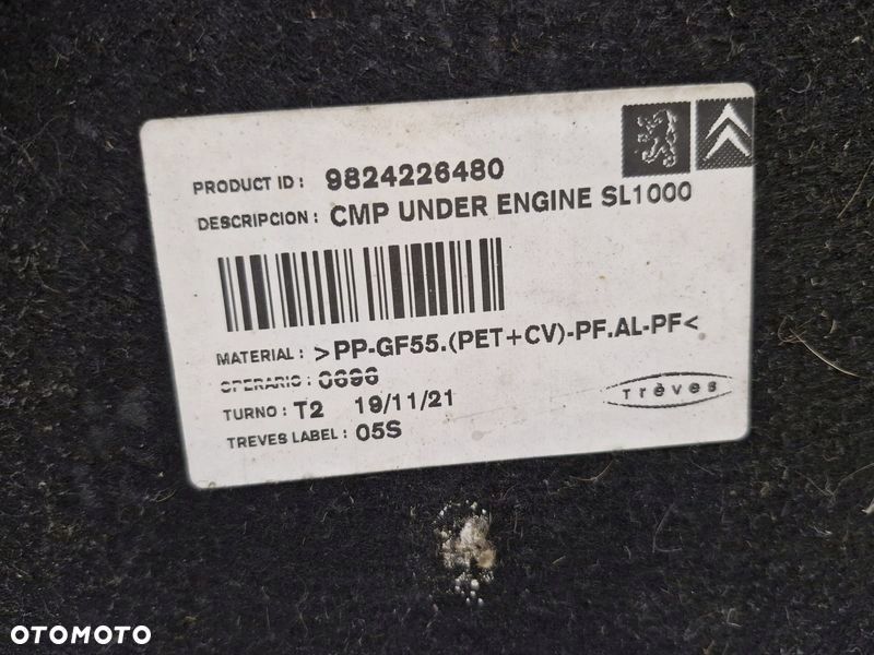 CITROEN DS3 CROSSBACK OSŁONA PŁYTA DOLNA POD SILNIK SILNIKA 9824226480 - 10