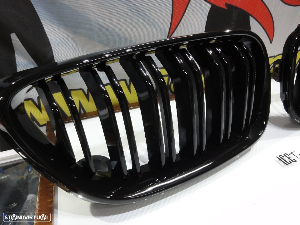 Grelha frontal em plástico ABS para BMW F22 / F23 M2 look / dupla lâmina em preto piano brilhante - 4
