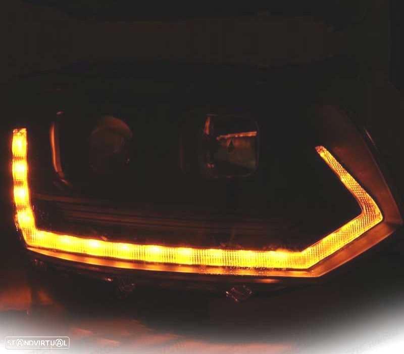 FARÓIS VOLKSWAGEN VW MULTIVAN CARAVELLE T5 10-15 LOOK T6 DRL LED PRETO - 3