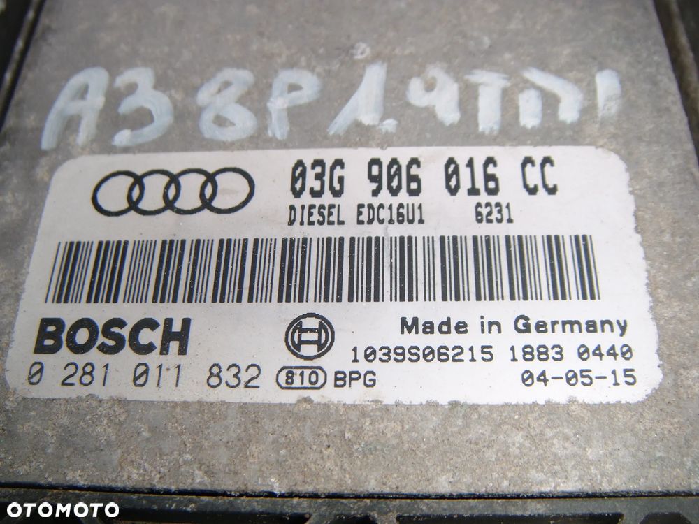 audi a3 8p 1.9 tdi  komputer- sterownik silnika  03g906016cc - 2