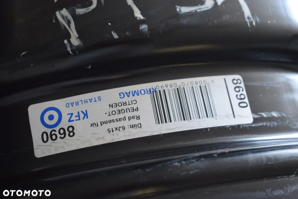 Citroen Peugeot 6Jx15 4x108 R15 15'' Cena za komplet - 6