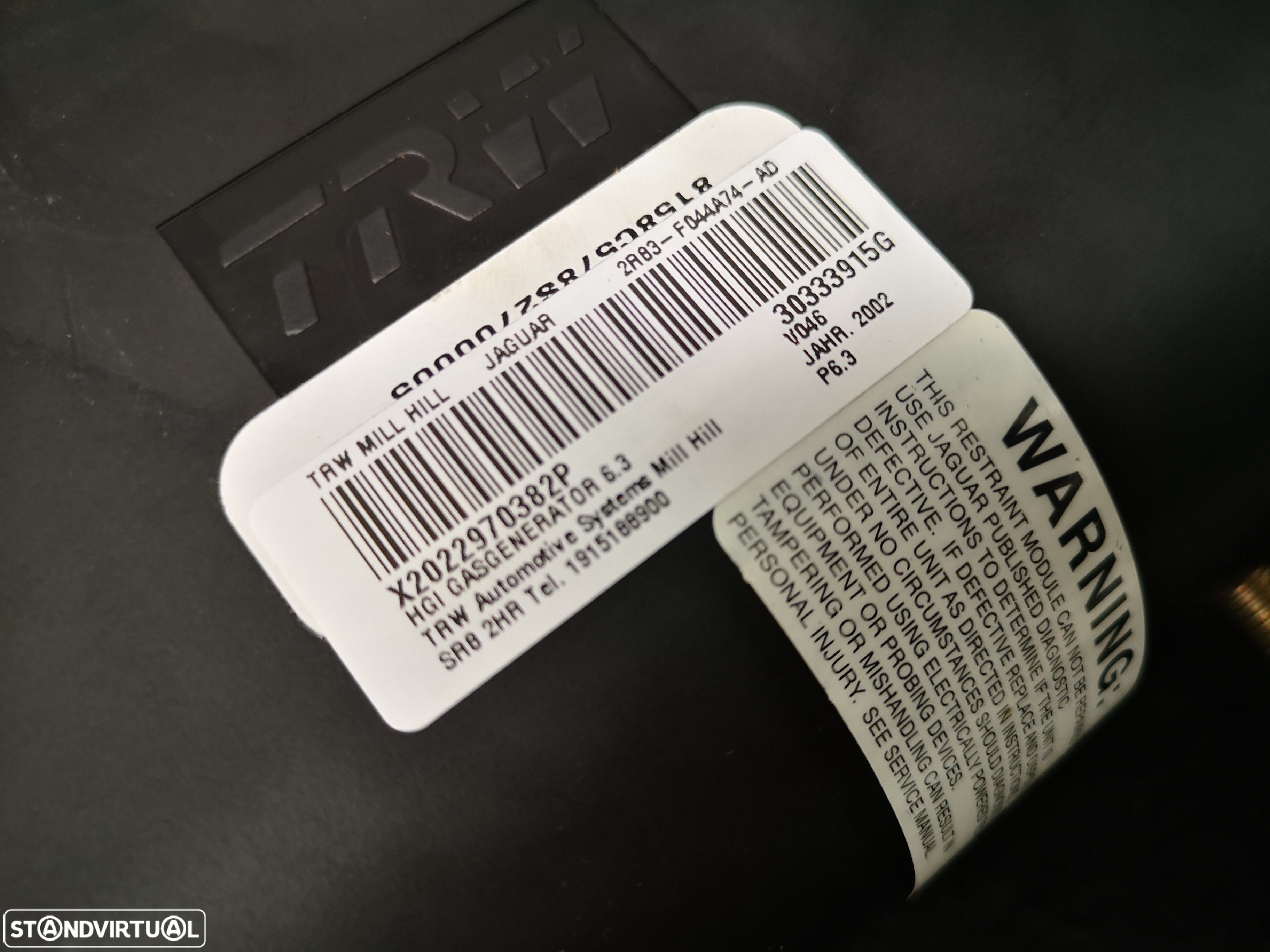 Airbag do tablier pasageiro Jaguar s-type Type-s  2002 - 2
