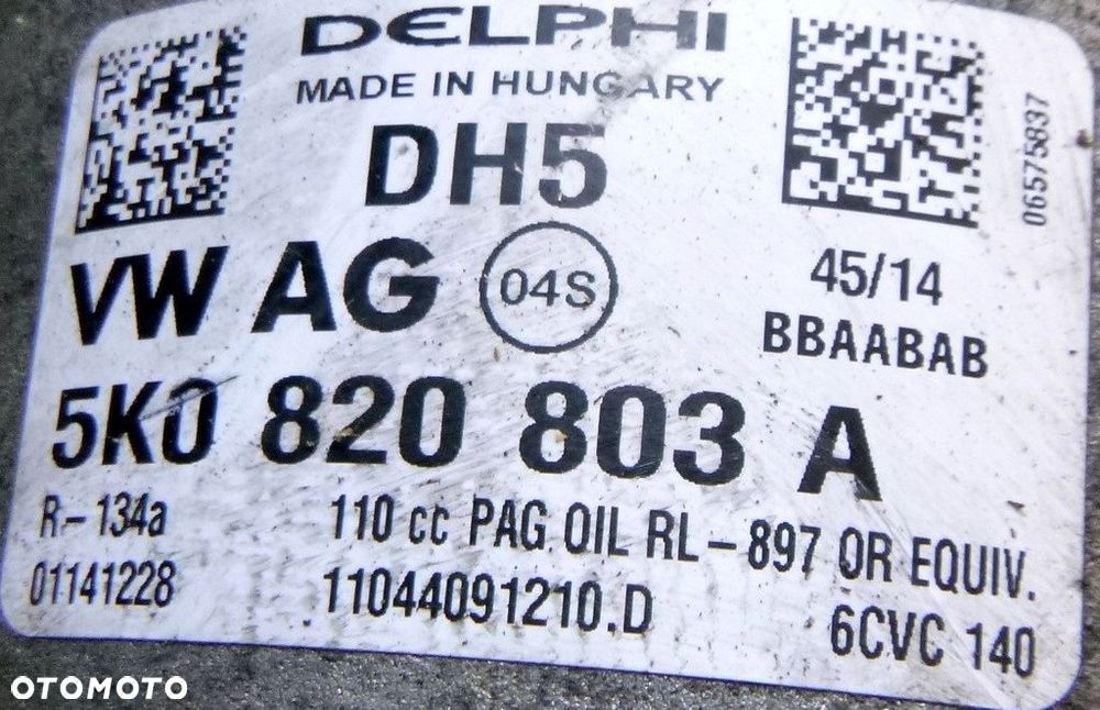 VW Passat B8 Sprężarka Klimatyzacji 5K0820803A - 5