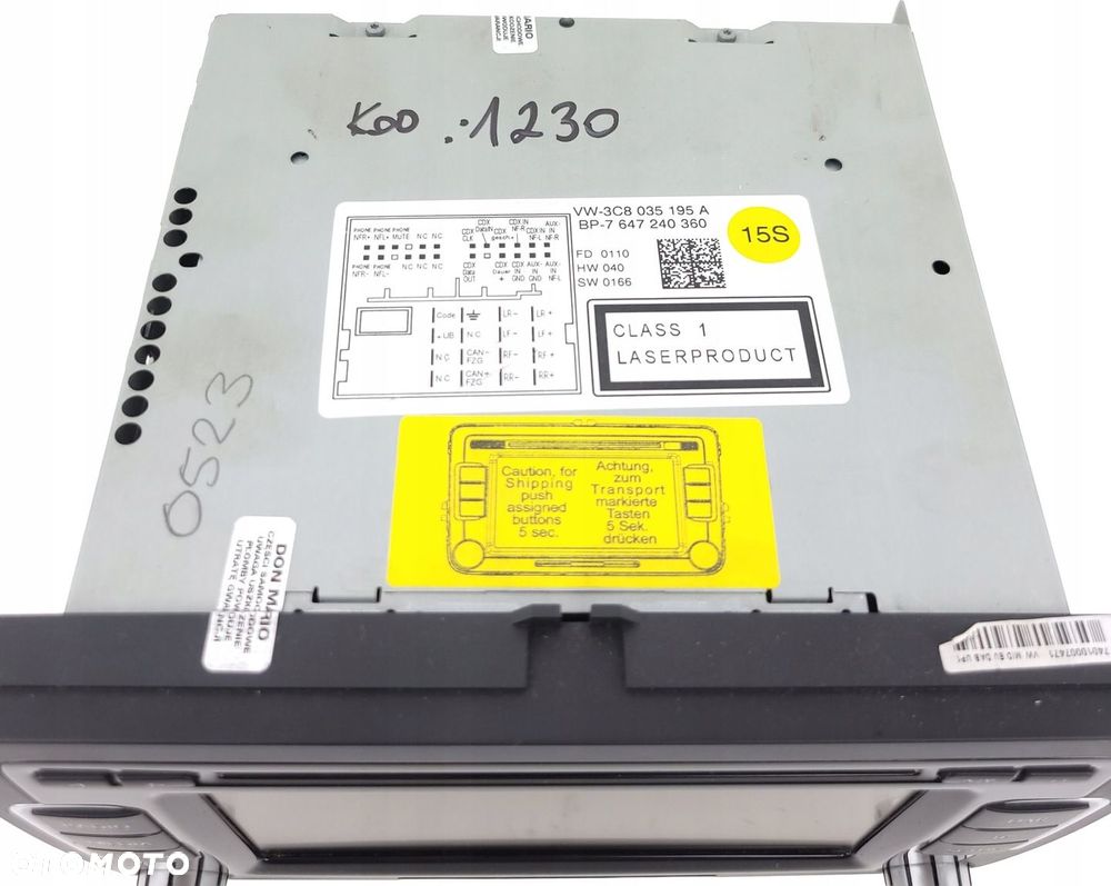 VW PASSAT B6 B7 GOLF V VI TOURAN RADIO DOTYKOWE 3C8035195A DAB Z KODEM - 5