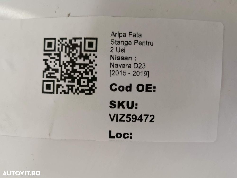 Aripa Fata Stanga Pentru 2 Usi Nissan  Navara D23 2015 2016 2017 2018 - 8