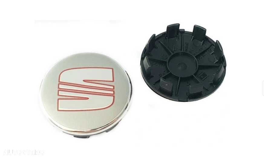 Capace Roti Sigle Embleme Jante Seat Rosu/Negru, 63mm INT cu 57mm EXT - 5