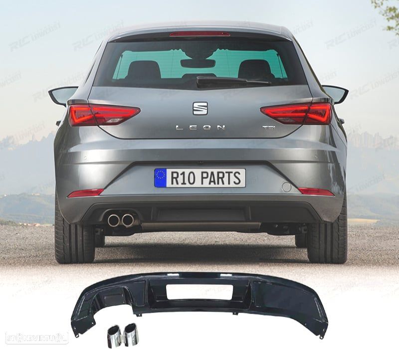 DIFUSOR SEAT LEON 17-20 LOOK FR PRETO BRILHANTE + PONTEIRAS DE ESCAPE - 1