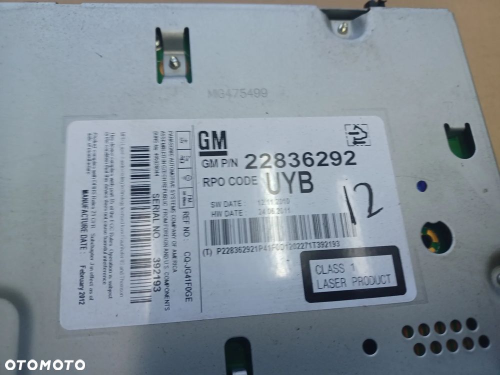 RADIO CD OPEL ASTRA J 22836292 - 3