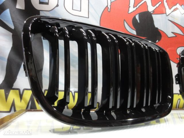 Grelha frontal BMW F20 / F21 11-15 M2 look / dupla lamina preto piano brilhante - 3