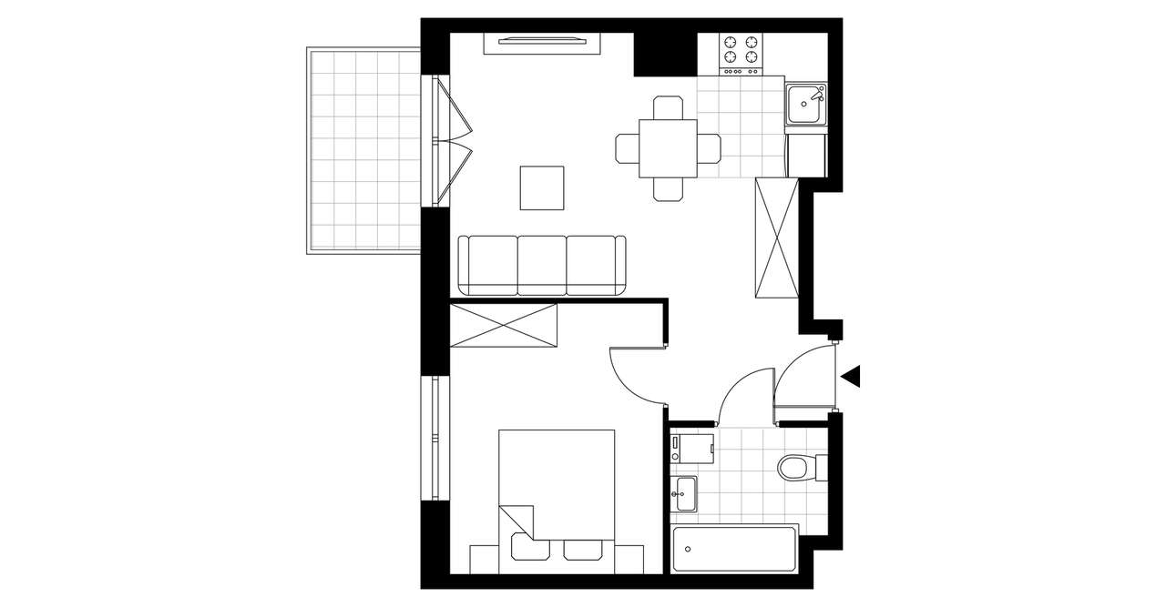2-pokojowe mieszkanie 36m2 + balkon - Pełny obrazek: 3/12