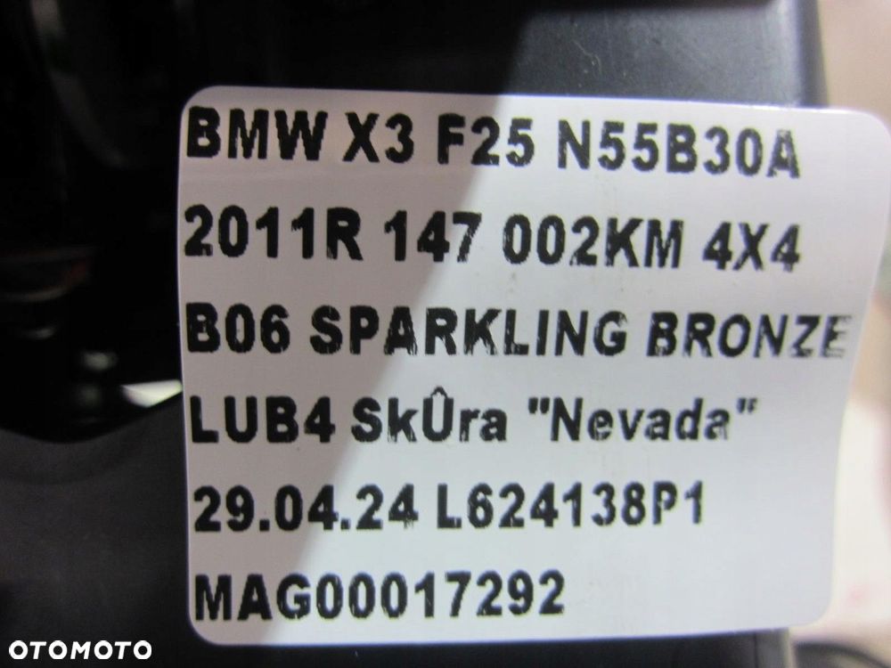 BMW X3 F25 X4 F26 KRATKA WLOTU NAWIEWU POWIETRZA TYLNA TYŁ 9200888 - 9