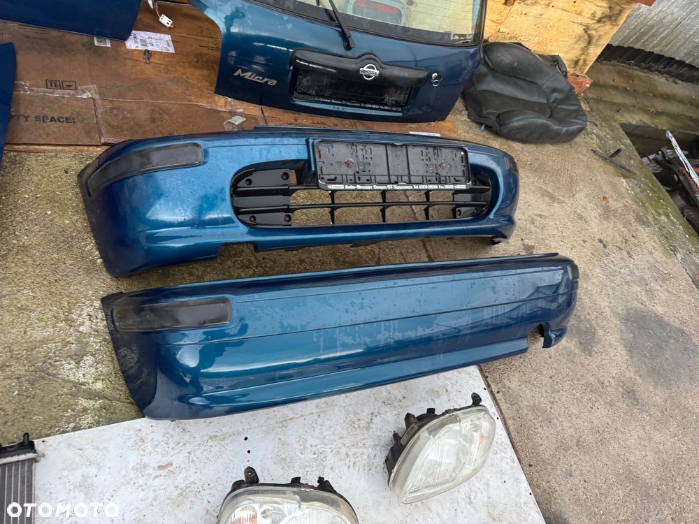 Nissan micra k11 drzwi przednie prawe lewe przód maska zderzak przedni lampy przód przednie tylne lampy tył chłodnica wentylator klapa bagażnik drzwi niebieski - 7