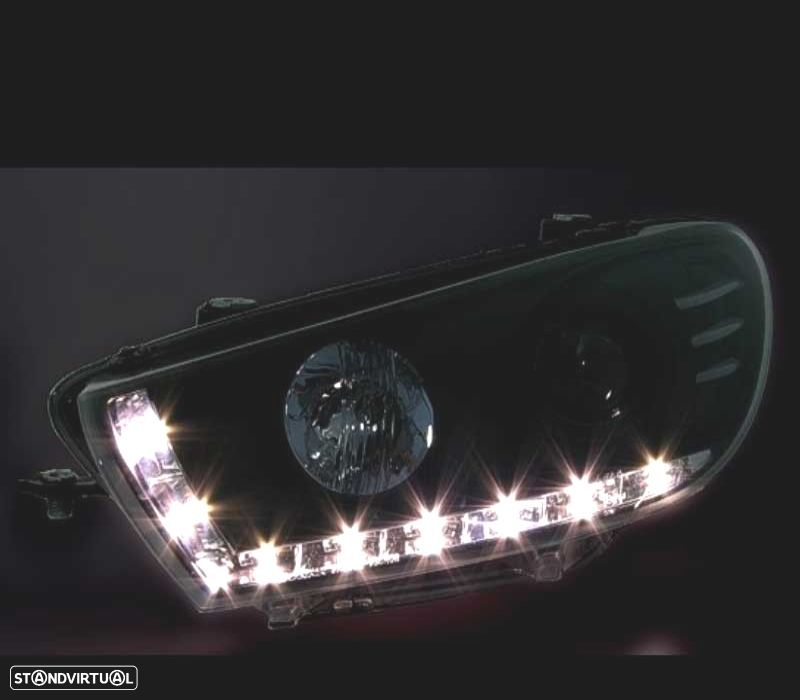 FARÓIS FRONTAIS LUZ DIURNA PARA VOLKSWAGEN VW SCIROCCO III FUNDO PRETO - 3