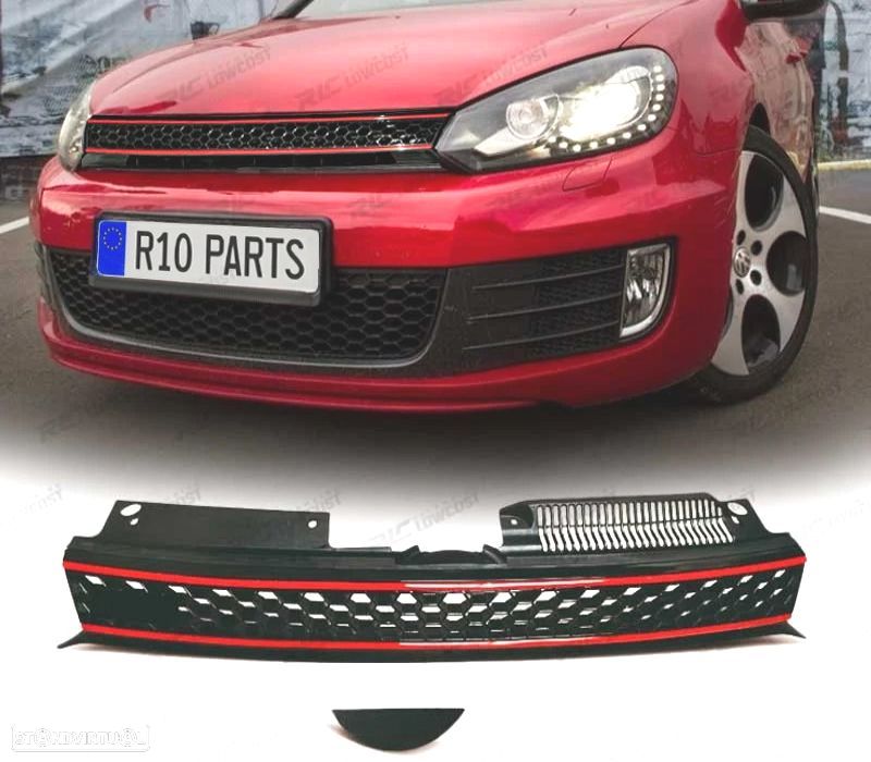 GRELHA FRONTAL VOLKSWAGEN VW GOLF 6 LOOK GTI PRETO VERMELHO - 1