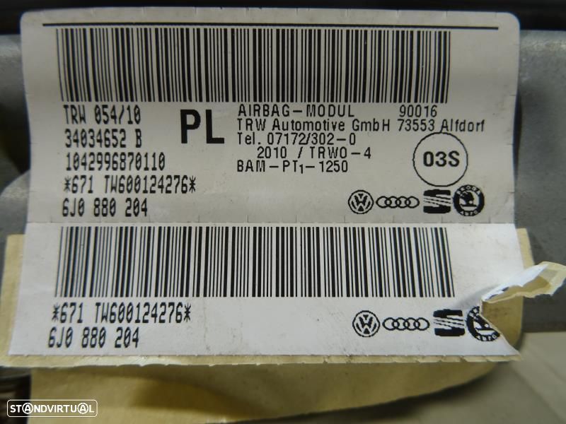 Airbag De Passageiro Seat Ibiza Iv (6J5, 6P1)  6J0880204 / 6J0 880 204 - 7