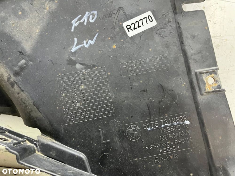 Nadkole BMW 5 F10 F11 10-17r. LEWE przednie trójkąt pod zderzak osłona lewy przód 7312829 - 4