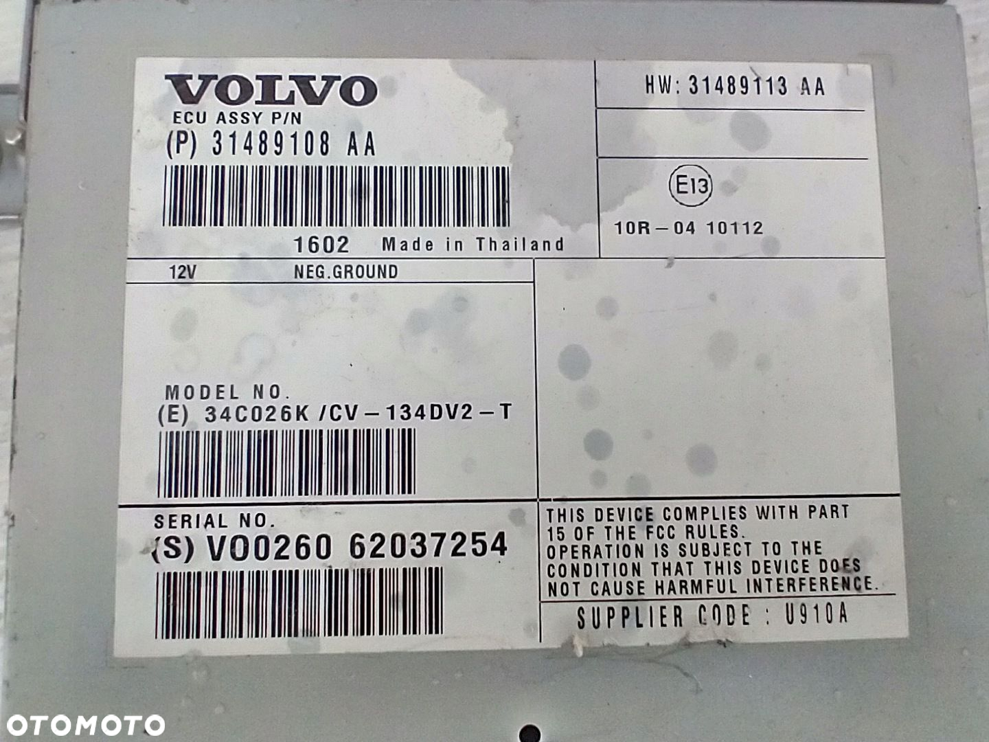 VOLVO V40 II 2 WZMACNIACZ RADIA 31489108AA - 4
