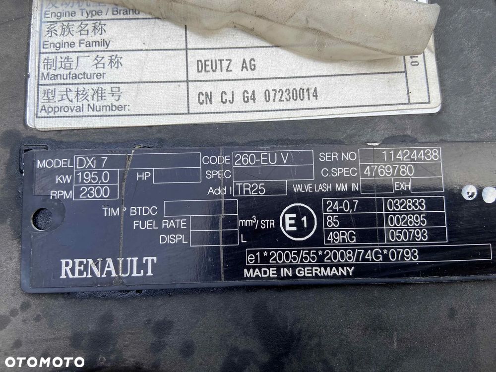 SILNIK KOMPLETNY RENAULT VOLVO FE FL PREMIUM MIDLUM DXI 7 EURO 5 225000 KM. - 8