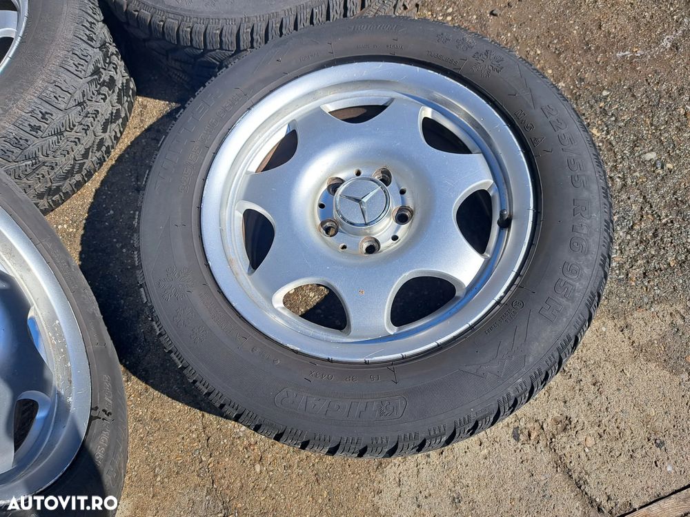 Set jante aliaj aluminiu foarte usoare cauciucuri iarna stare foarte buna Tigar Dot 2020 225/55/R16 7Jx16H2 distanta prezoane 5x112 Originale Mercedes E-class W211 2008-2008 - 8