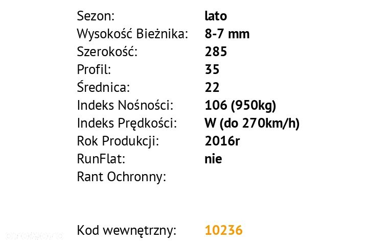 - 285/35 R22 - 3