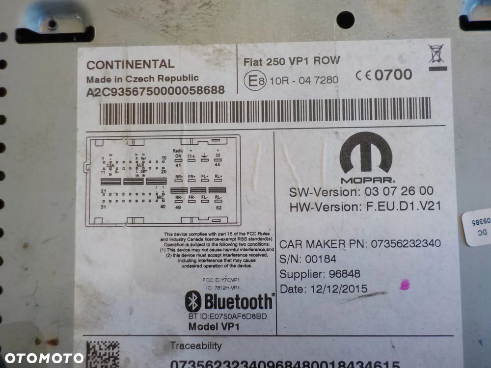 FIAT DUCATO III RADIOODTWARZACZ 07356232340 - 3