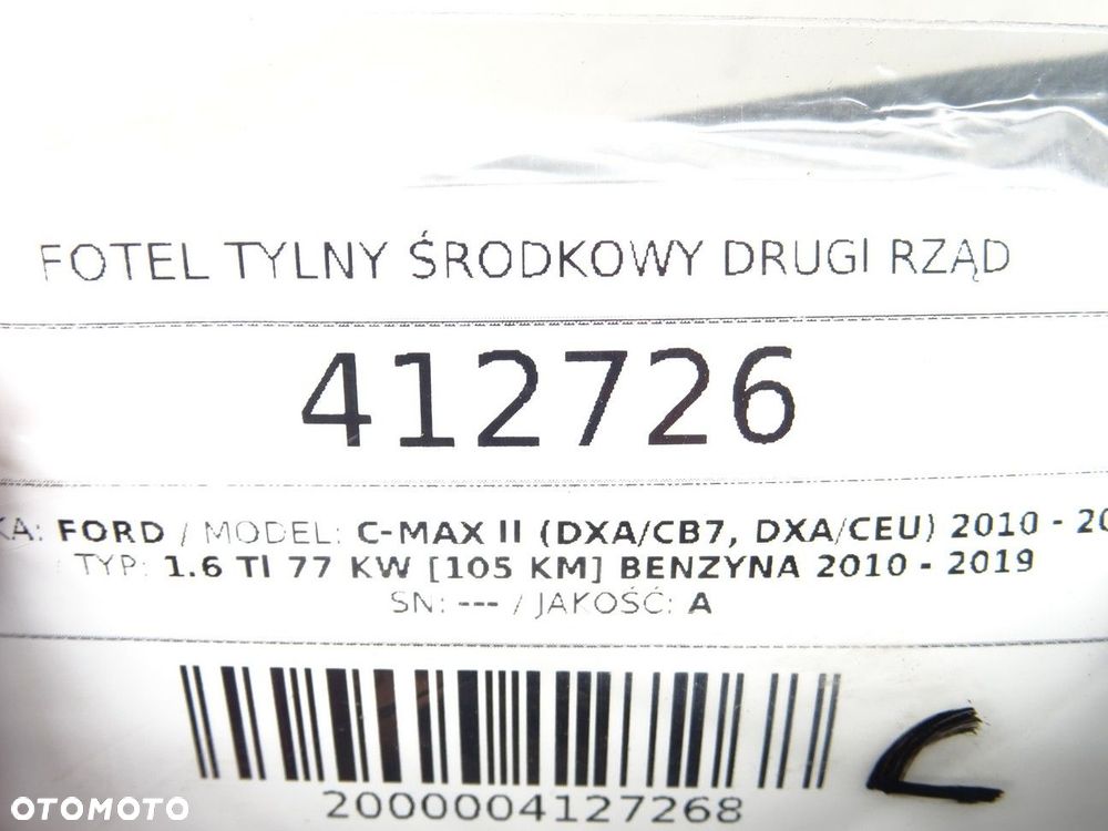 FOTEL TYLNY ŚRODKOWY DRUGI RZĄD - 182.00 PLN - FORD C-MAX II (DXA/CB7, DXA/CEU) 2010 - 2019 1.6 Ti - 7