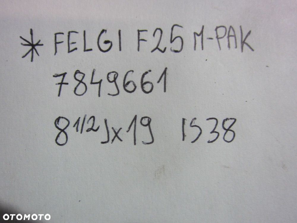 BMW X3 F25 F26 FELGI ALUMINIOWE 8.5JX19 ET38 ORYGINAŁ M-PAKIET 36117849661 - 15