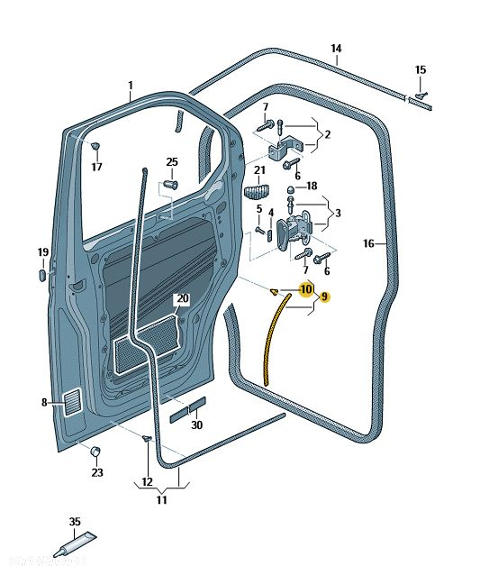 USZCZELKA DRZWI KIEROWCY PRAWY PRZÓD OE VW TRANSPORTER T5 T6 7H0837566A - 2